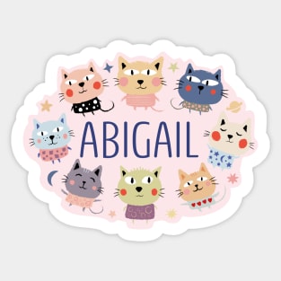 Abigail name with cartoon cats Sticker